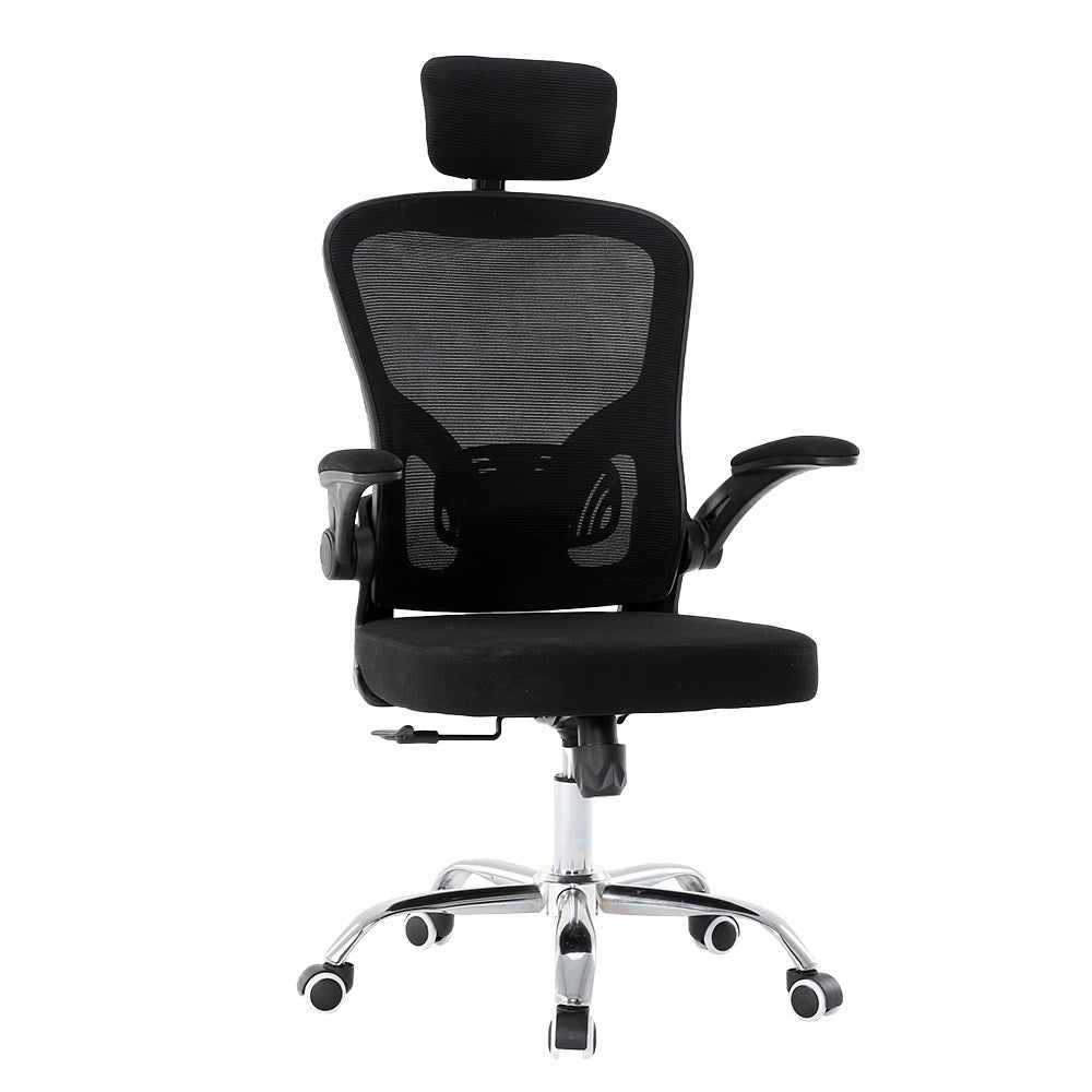 Scaun de birou Dory Ergonomic, cu tetieră și suport lombar, 65 x 122 x 62 cm, Negru, Homedit