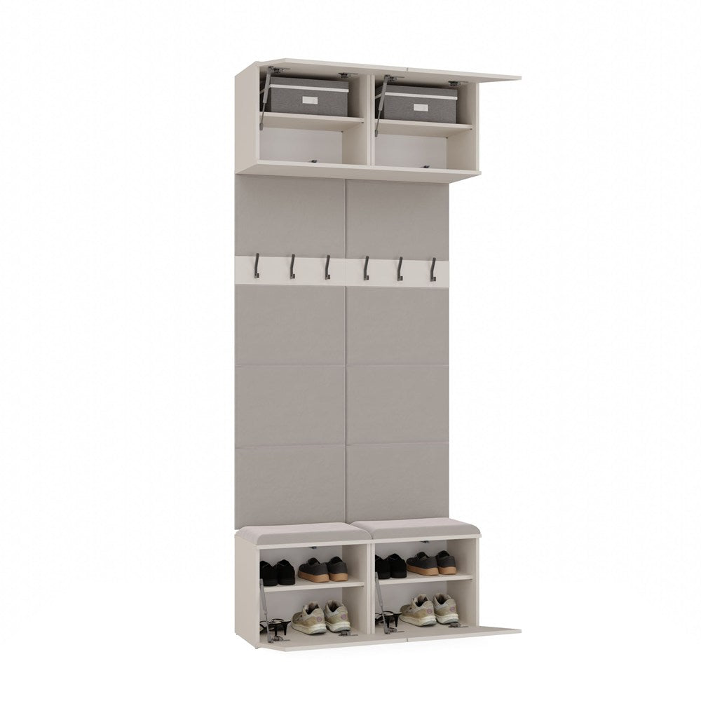 Garderobă Modulară HAGA II 2W cu 2 Suporturi, 100 x 238 x 35 cm, Bej Cașmir, Homedit