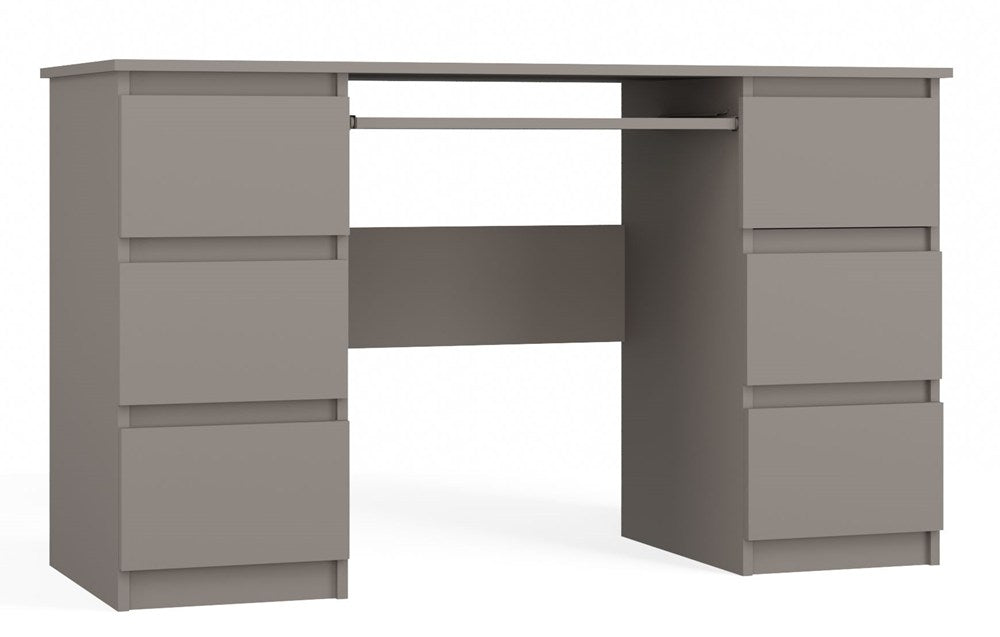 Birou Kuba cu 6 Sertare, 130 x 76 x 51 cm, Culoare Glina, Homedit