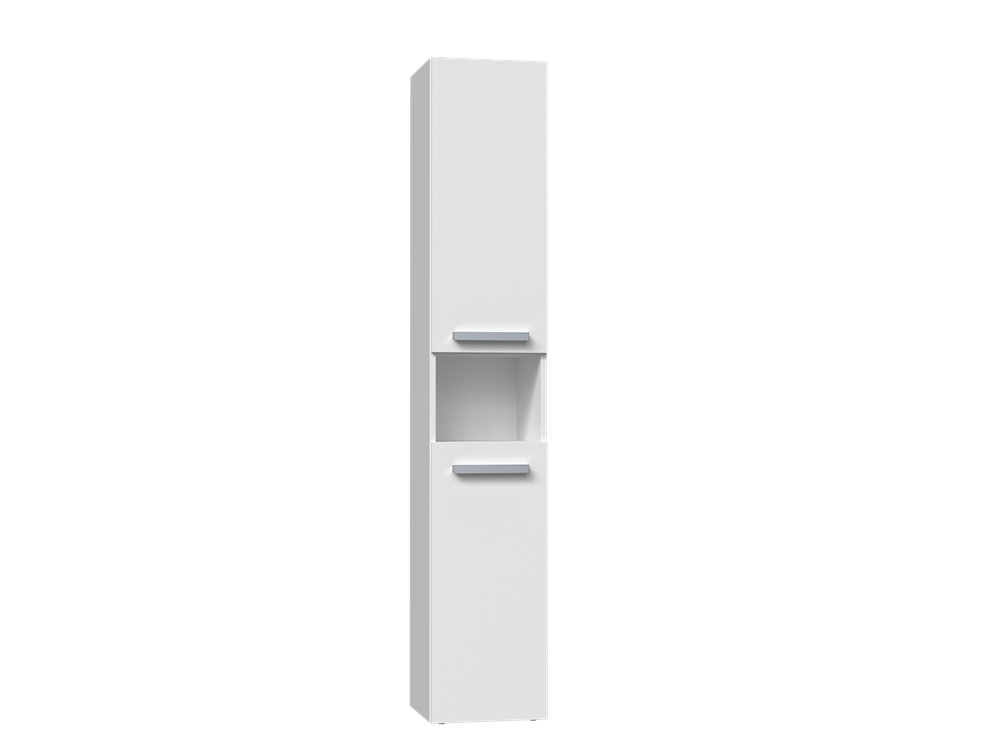 Coloană Baie Nel I cu Uși Scurte, 31 x 174 x 30 cm, Alb Mat, Homedit