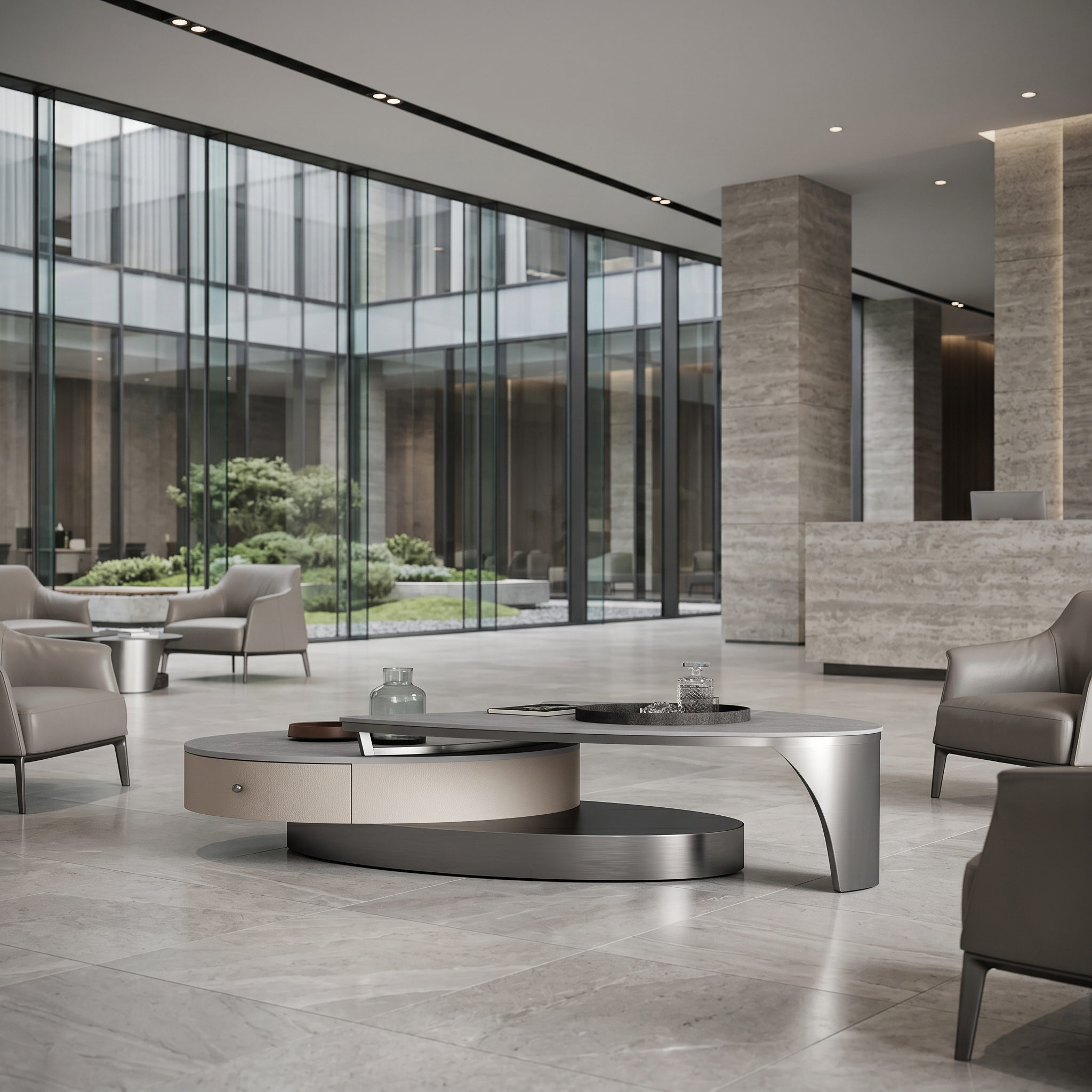 Masa living 175cm blat piatra naturala Meet Luxury, masa cafea Homedit