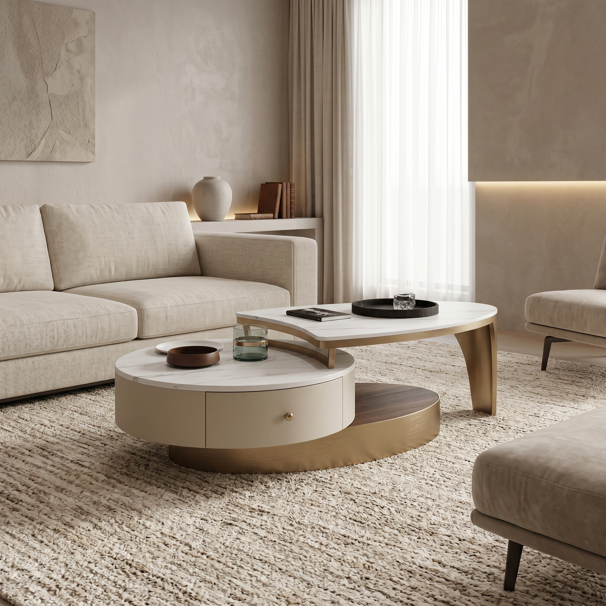 Masa living 175cm blat piatra naturala Meet Luxury, masa cafea Homedit