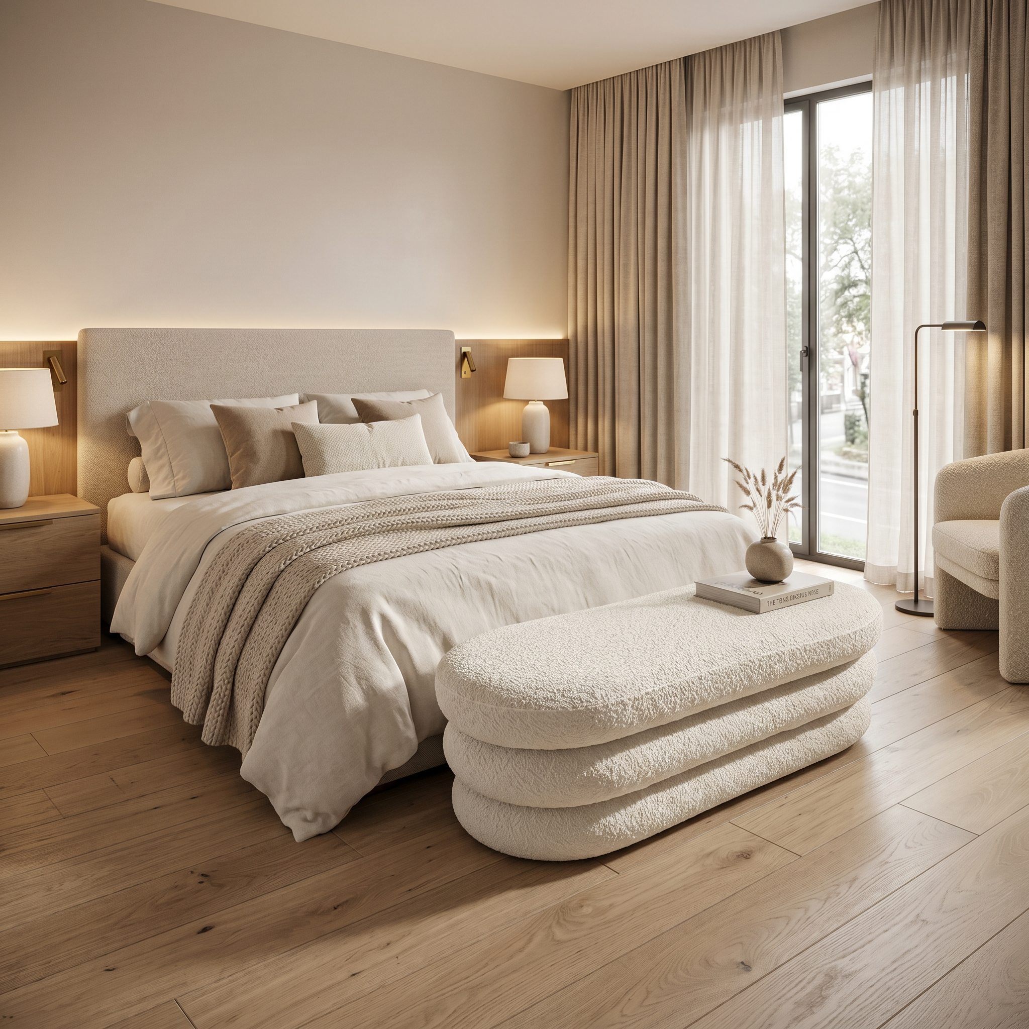 Banca Premium Nilla Boucle, 100 x 40 x 40 cm, Homedit