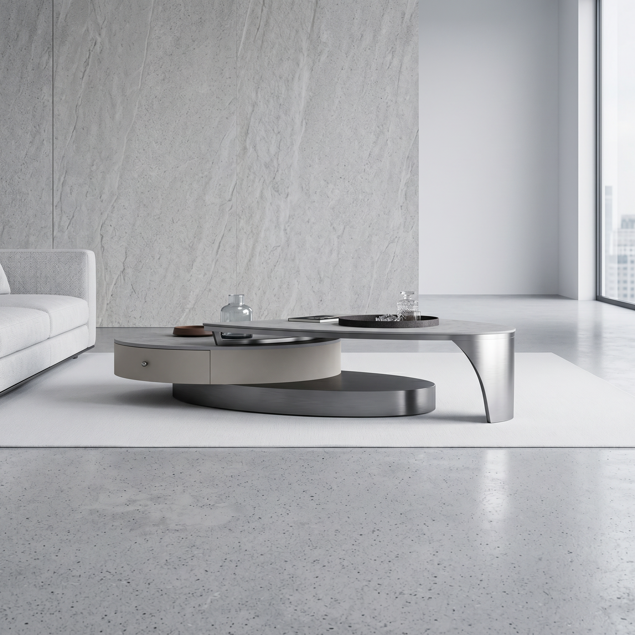 Masa living 175cm blat piatra naturala Meet Luxury, masa cafea Homedit