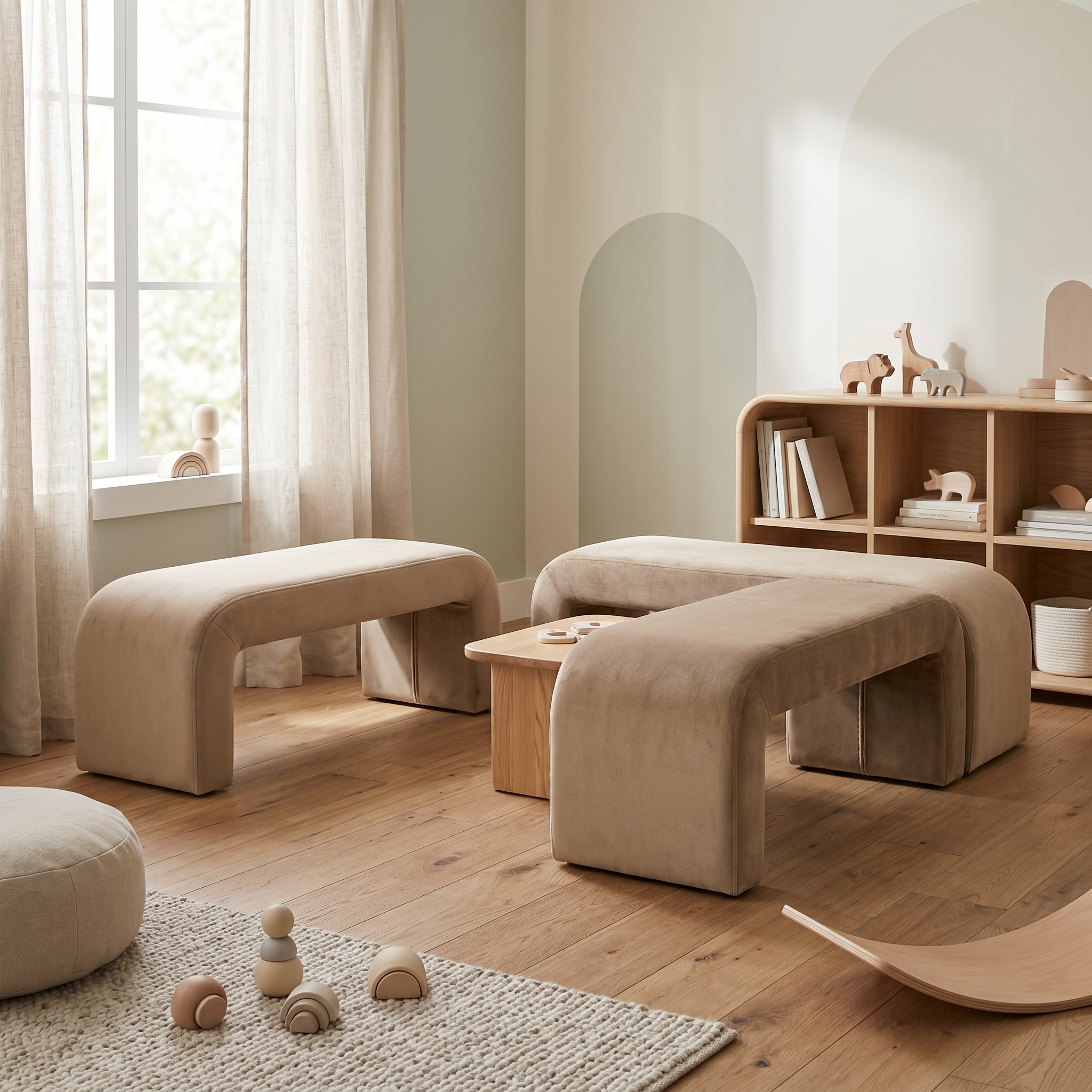 Banca Premium Lamb Wood Catifea Bej, 150 x 40 x 43 cm, Homedit