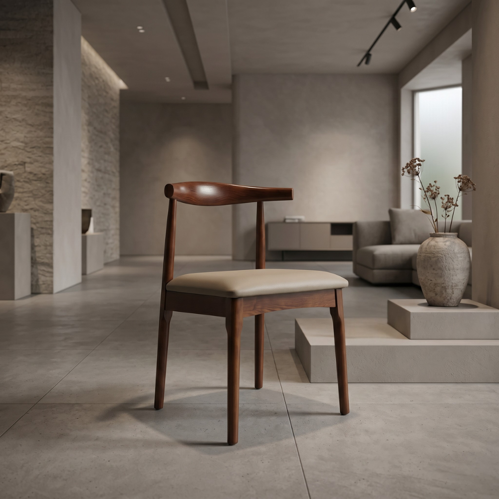 Scaun Premium Wegner, Lemn Masiv de Cauciuc si Piele, 50 x 51 x 78 cm, Homedit