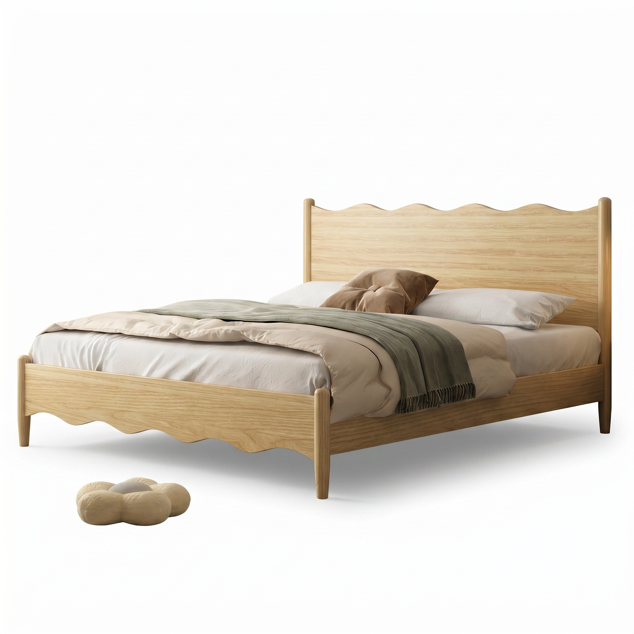 pat premium cu cadru din lemn de stejar, pat premium velura, homedit