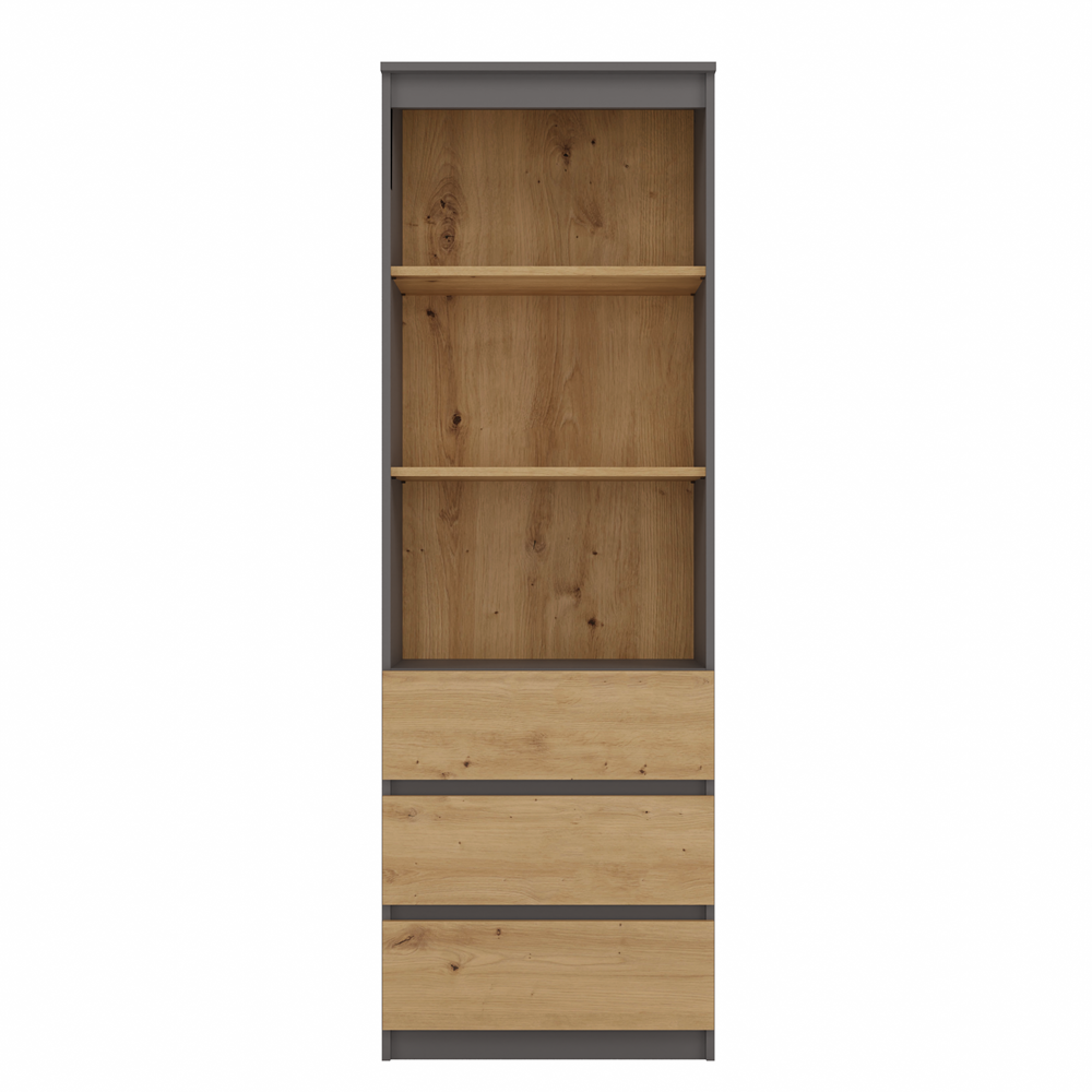 Raft Olimp RS-60 cu 3 Sertare și 3 Polițe, 60 x 180 x 35 cm, Antracit Stejar Artisan, Homedit