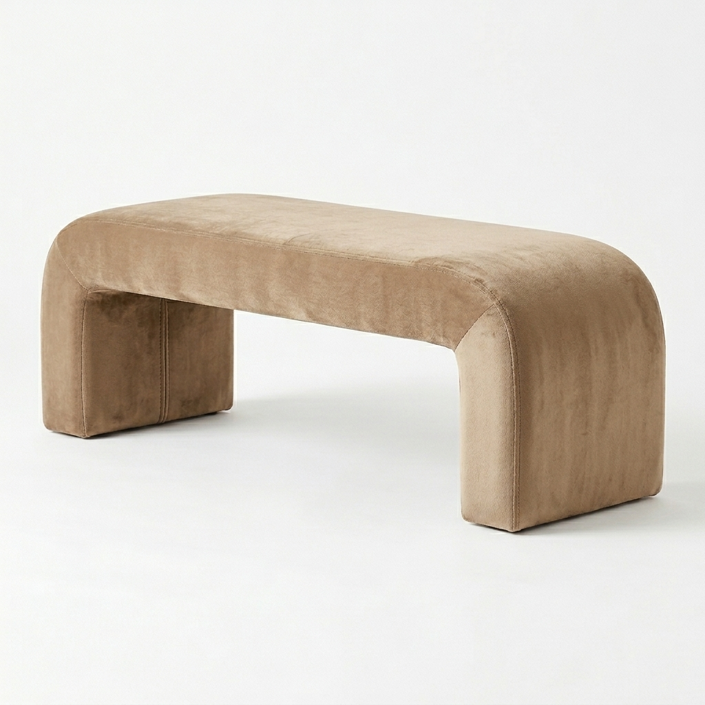 Banca Premium Lamb Wood Catifea Bej, 150 x 40 x 43 cm, Homedit