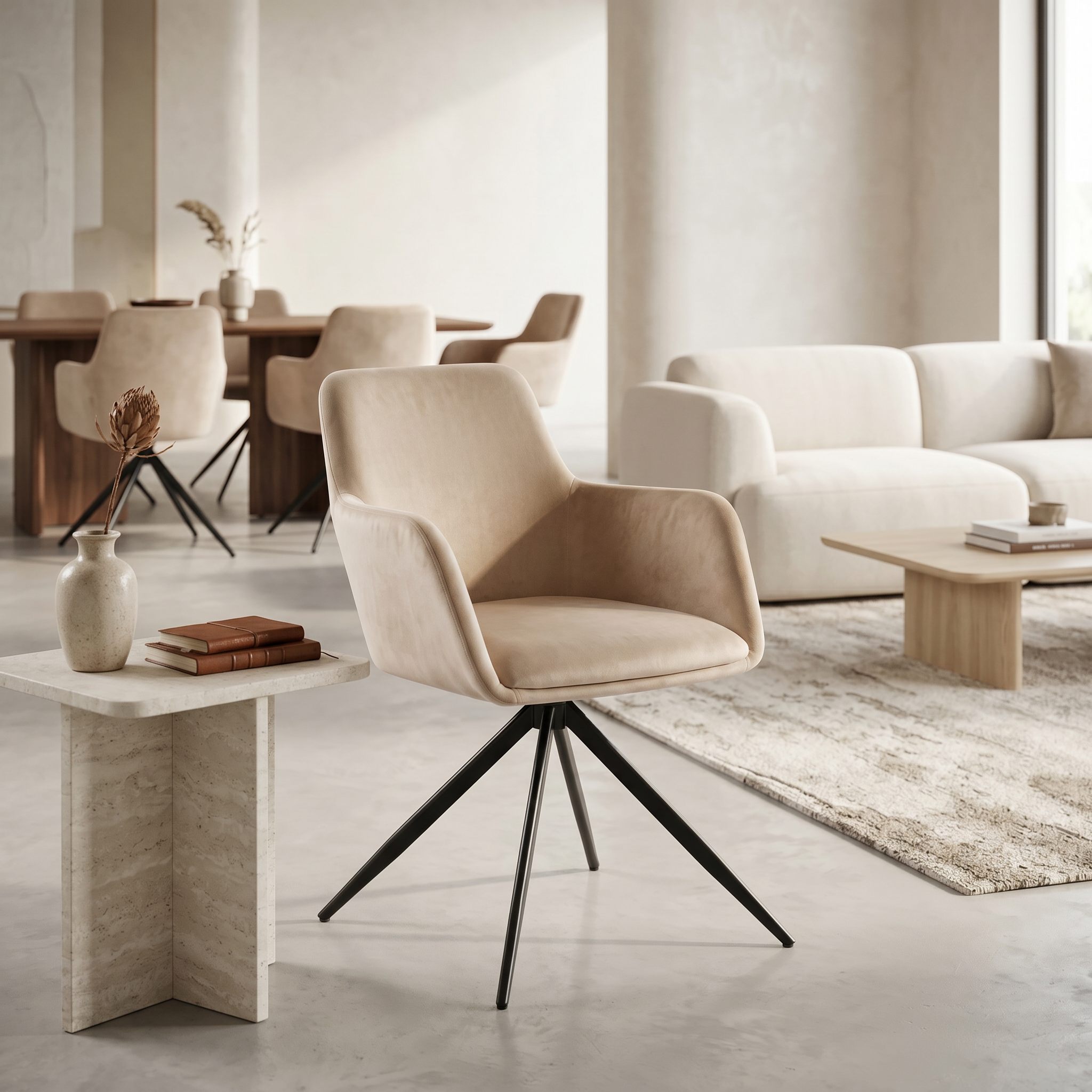 Scaun rotativ Huis, tapiterie catifea, Homedit