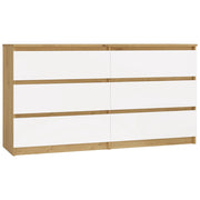Comodă Malwa M6 140 cu 6 Sertare, 138 x 75 x 40 cm, Stejar Artisan și Alb, Homedit