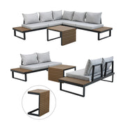 Set Mobilier Grădină Modular MARBELLA, Canapea, Colțar și Măsuță, 159 x 63 x 68.5 cm, Gri, Homedit