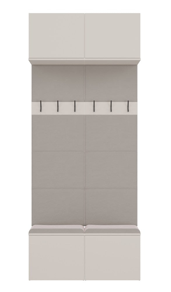 Garderobă Modulară HAGA II 2W cu 2 Suporturi, 100 x 238 x 35 cm, Bej Cașmir, Homedit