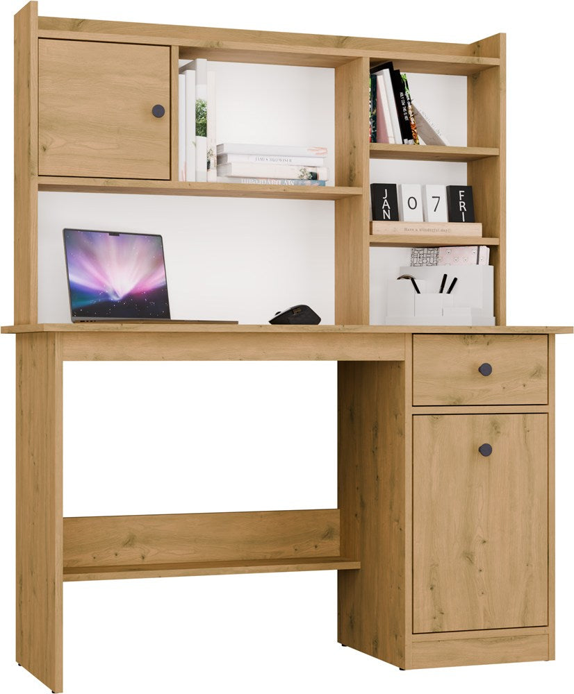 Birou CHESTER cu Suprastructură, 120 x 145 x 45 cm, Stejar Artisan, Homedit