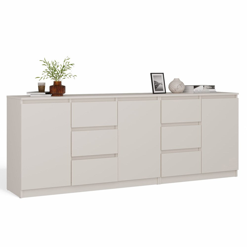 Comodă COSTA 3 Uși, 6 Sertare, 200 x 75 x 40 cm, Cașmir, Homedit
