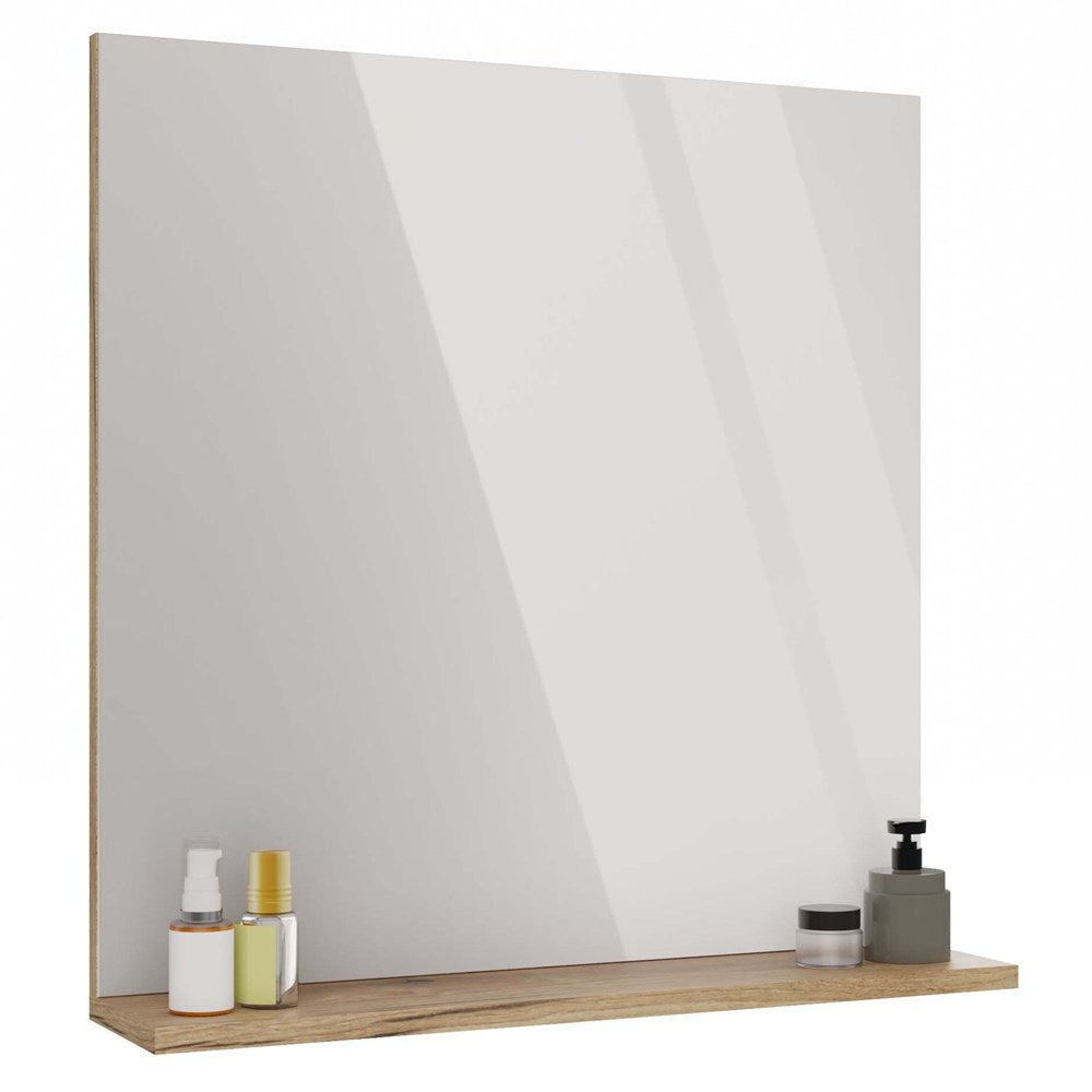 Oglindă Baie TIGO 60 cu poliță, 60 x 61.5 x 14 cm, Stejar Evoke, Homedit