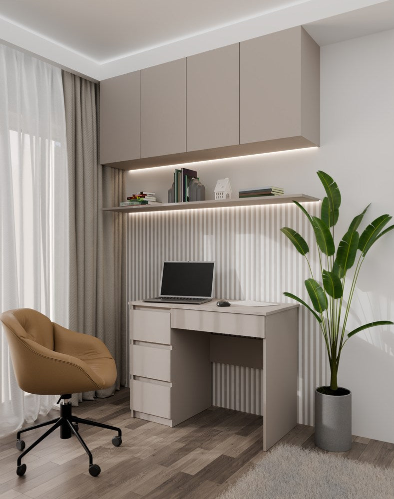Birou Mijas cu 4 Sertare, Configurație Stânga, 98 x 76 x 51 cm, Glina, Homedit