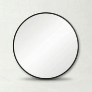 Oglinda Rotunda cu Rama Metalica Neagra, 80 x 2,8 cm Coper, homedit