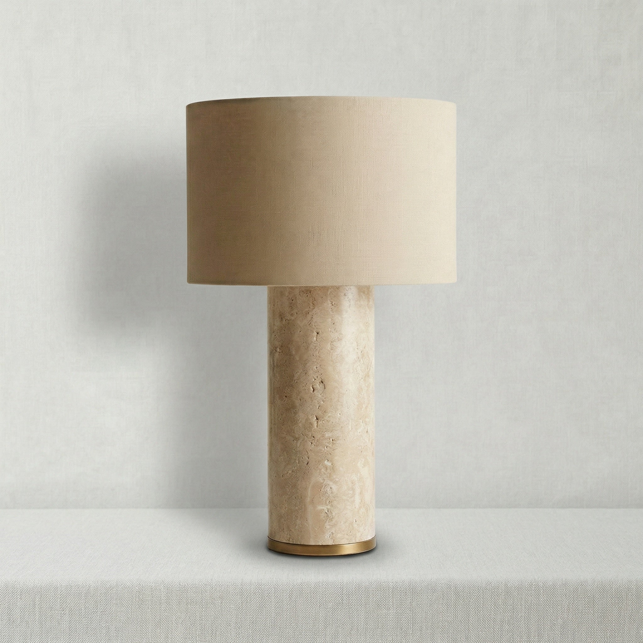 Lampa 50 cm h, Travertin si Abajur Textil, Alona, Homedit