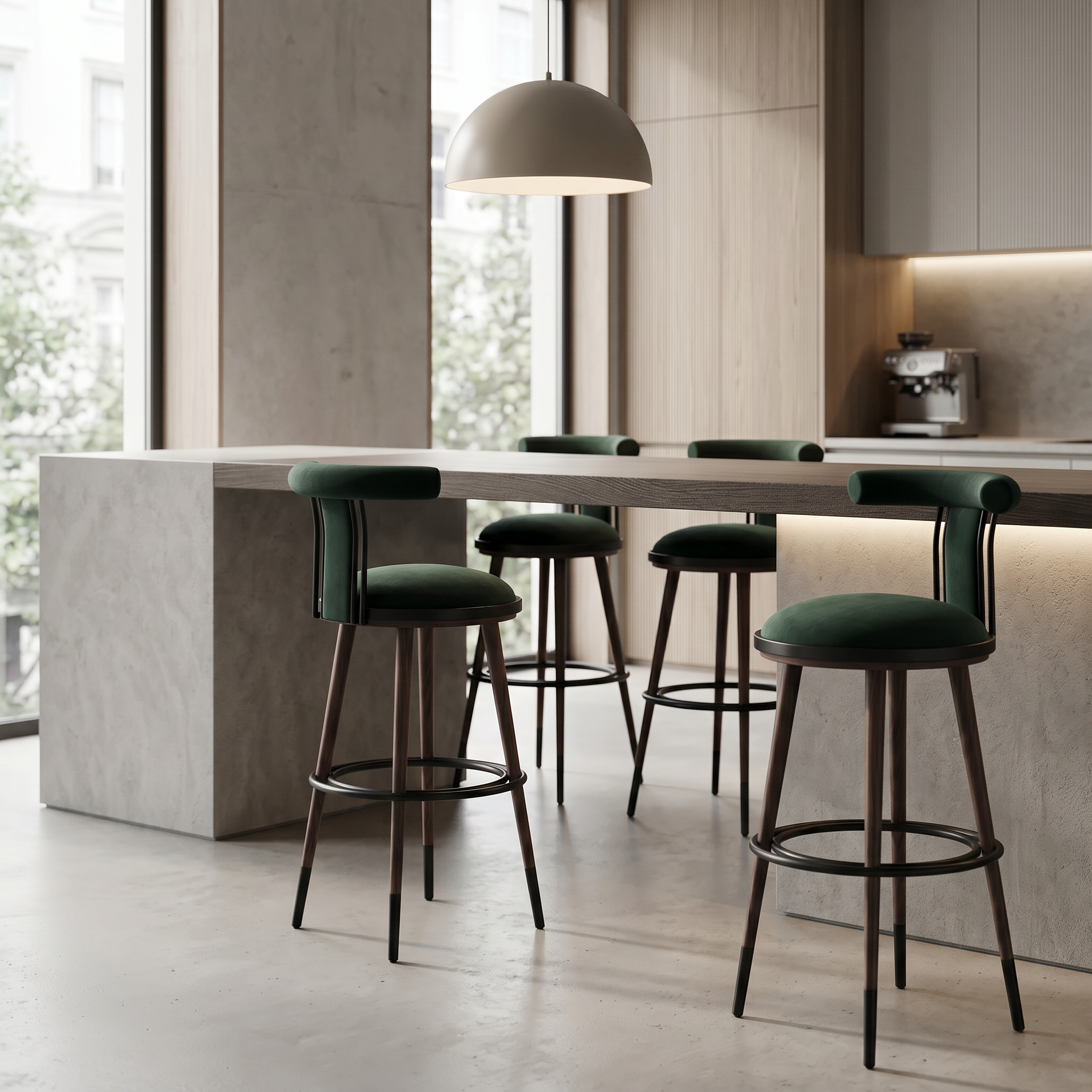 Scaun de Bar Otel Galvanizat Brew Smarald, Inaltime Sezut 75 cm, Homedit