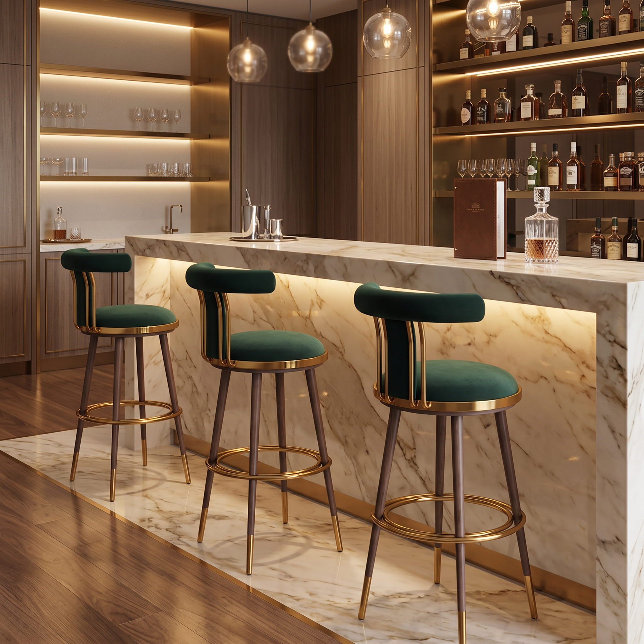 Scaun de Bar Otel Galvanizat Brew Smarald, Inaltime Sezut 75 cm, Homedit