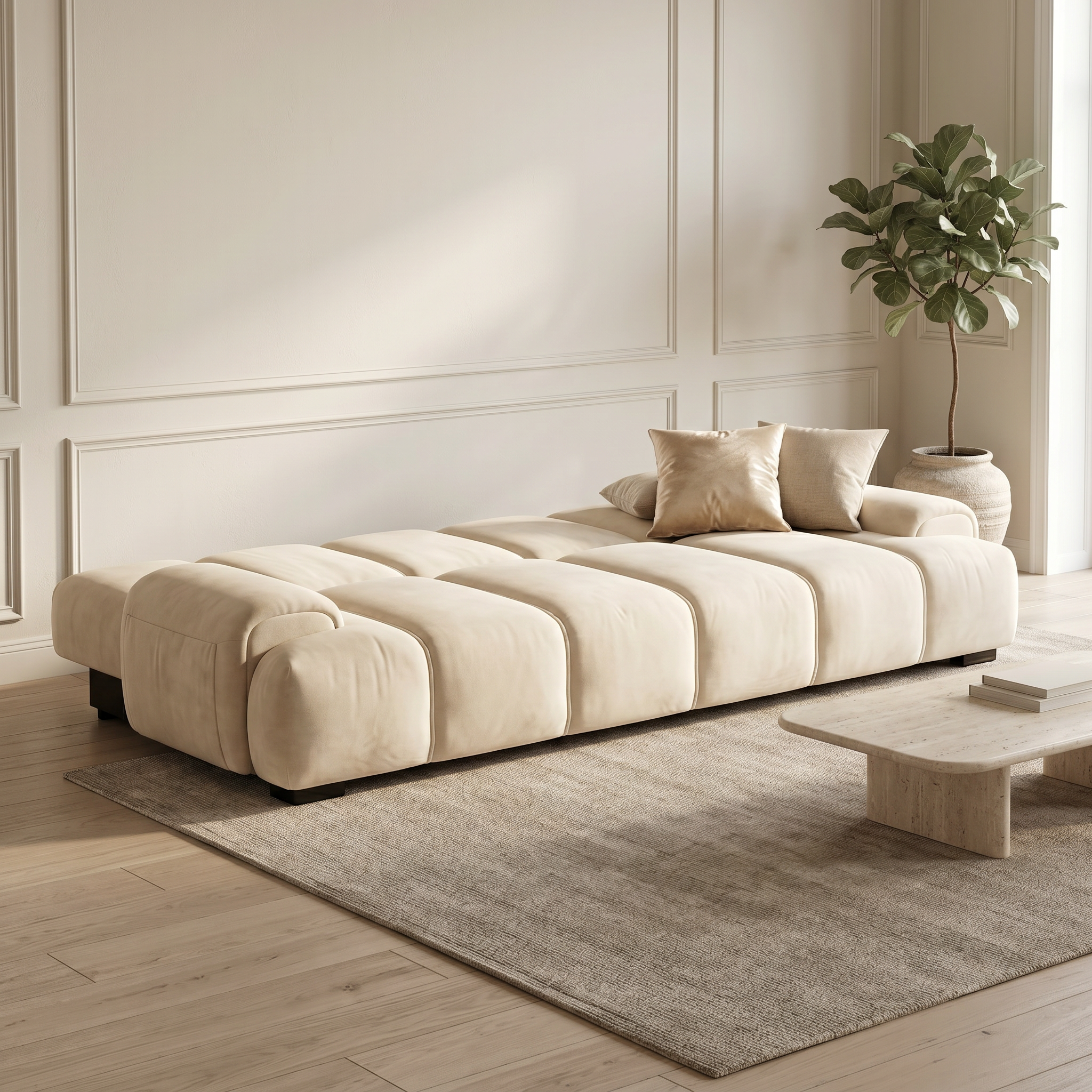 Canapea extensibila Dezine, din catifea, 200 cm x 140 cm, Homedit