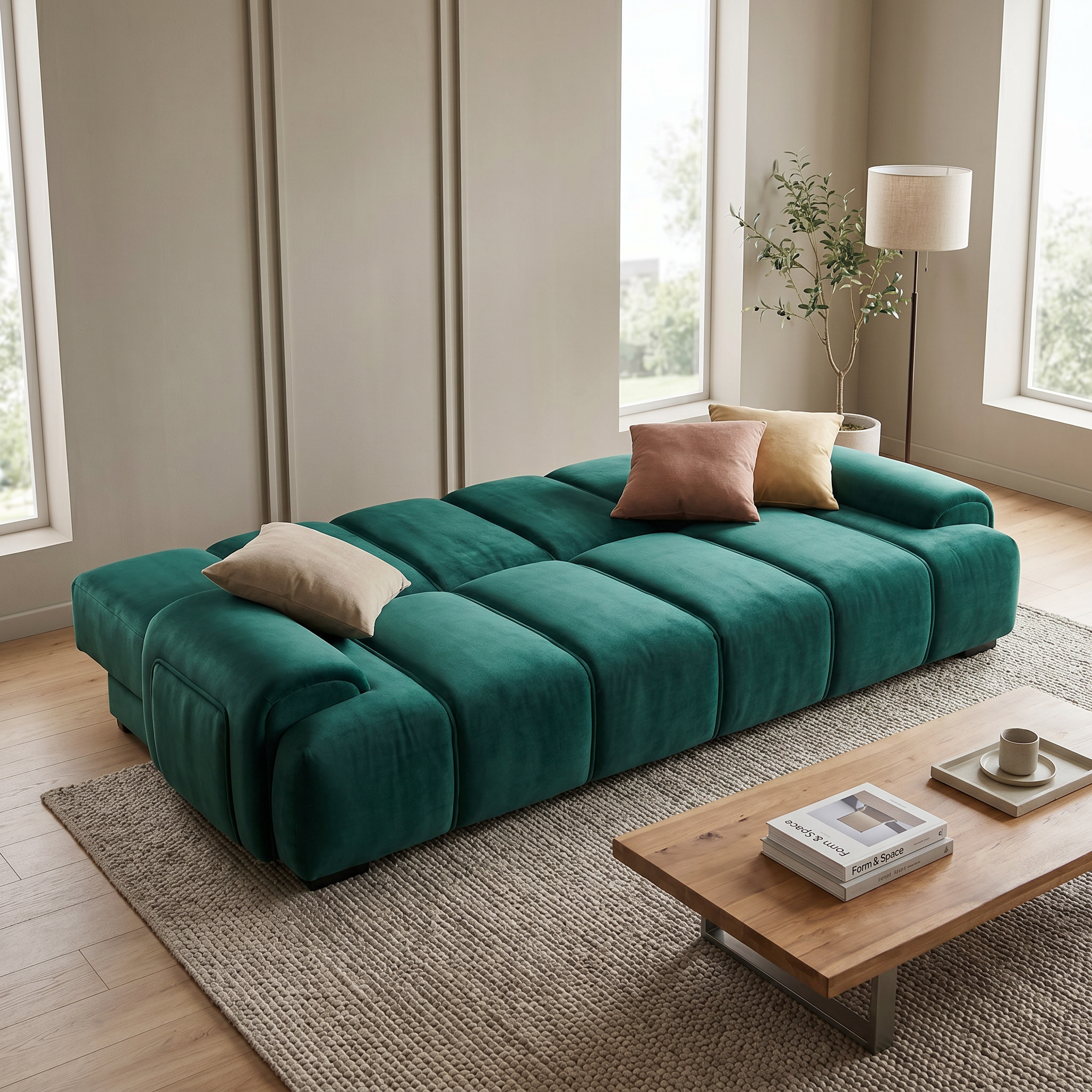 Canapea extensibila Dezine, din catifea, 200 cm x 140 cm, Homedit