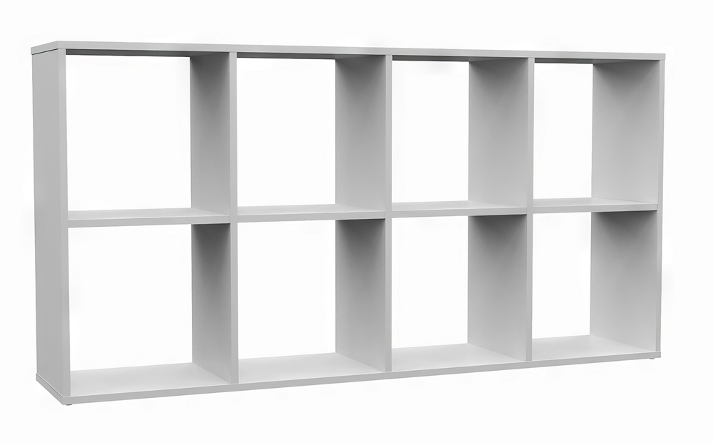 Raft Malax 2X4 cu 8 Compartimente, 147 x 75 x 30 cm, Alb Mat, Homedit