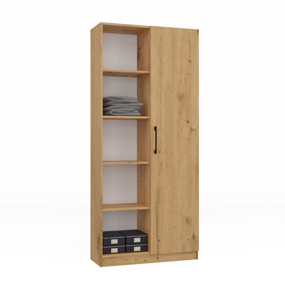 Raft Malwa RD/80 cu 10 Polite, Semideschis, 80 x 182 x 30 cm, Stejar Artisan, Homedit