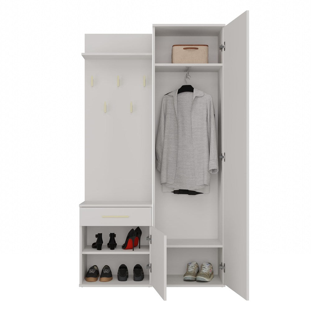 Garderobă Modulară Duo cu Oglindă, Cuier și Dulap, 150 x 180 x 35 cm, Bej Cașmir, Homedit