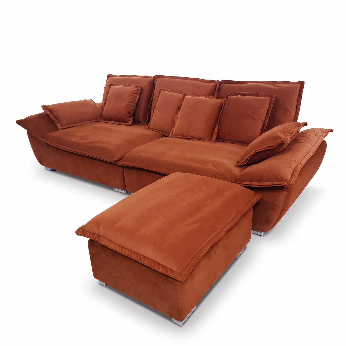 Canapea catifea Camelback 280 x 115 x 88 cm cu Taburet , Homedit