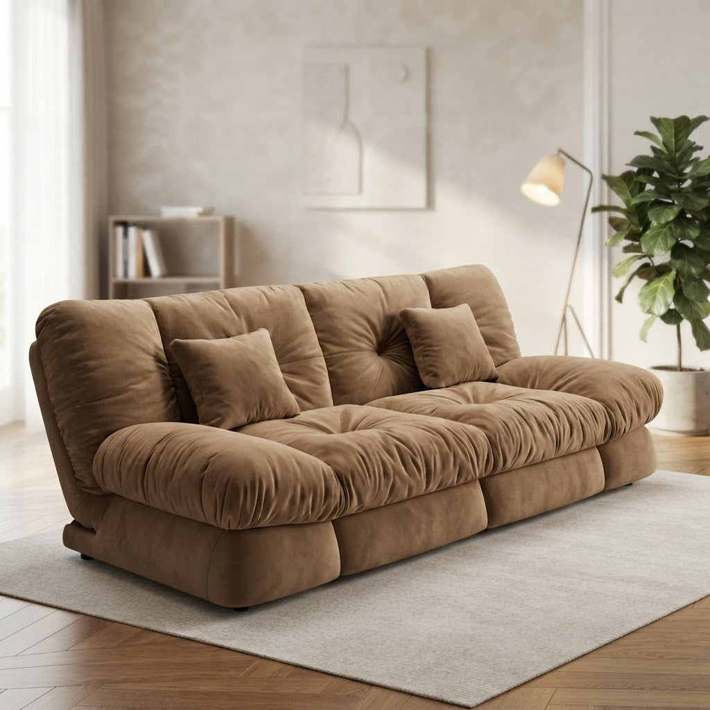 Canapea Extensibila Catifea Camel Plus, Canapea cu Depozitare, Homedit