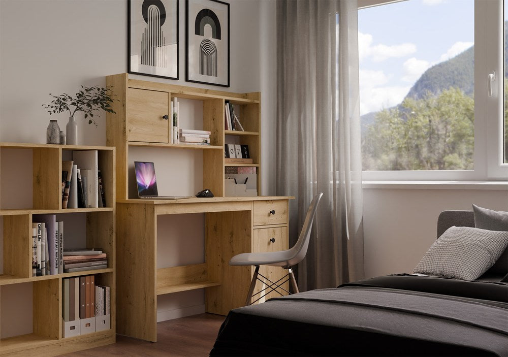 Birou CHESTER 120 cu dulap și sertar, 120 x 75 x 45 cm, Stejar Artisan, Homedit