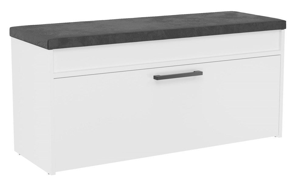 Pantofar Parma cu Banchetă și Spațiu de Depozitare, 100 x 49 x 35 cm, Alb Mat, Homedit