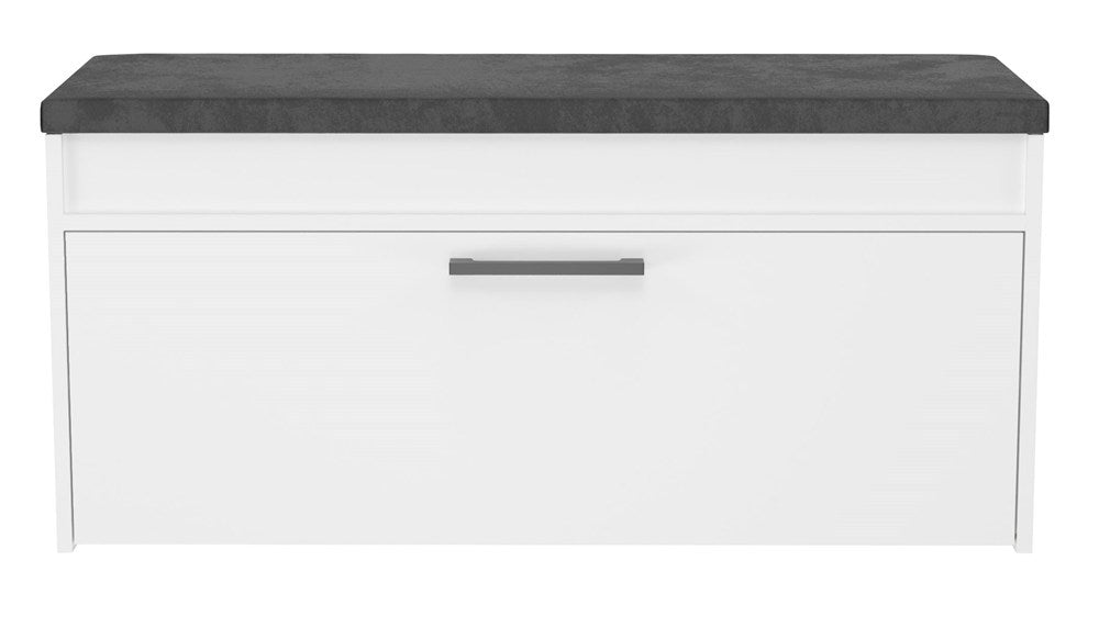 Pantofar Parma cu Banchetă și Spațiu de Depozitare, 100 x 49 x 35 cm, Alb Mat, Homedit