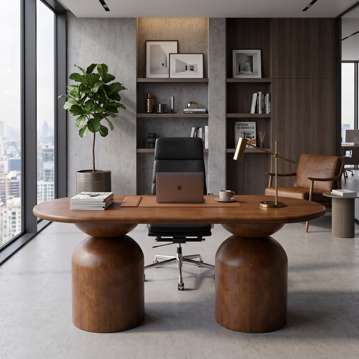 Masa Premium din Lemn Masiv Furnir 180 cm x 80 cm x 75 cm DoubleBell, Homedit