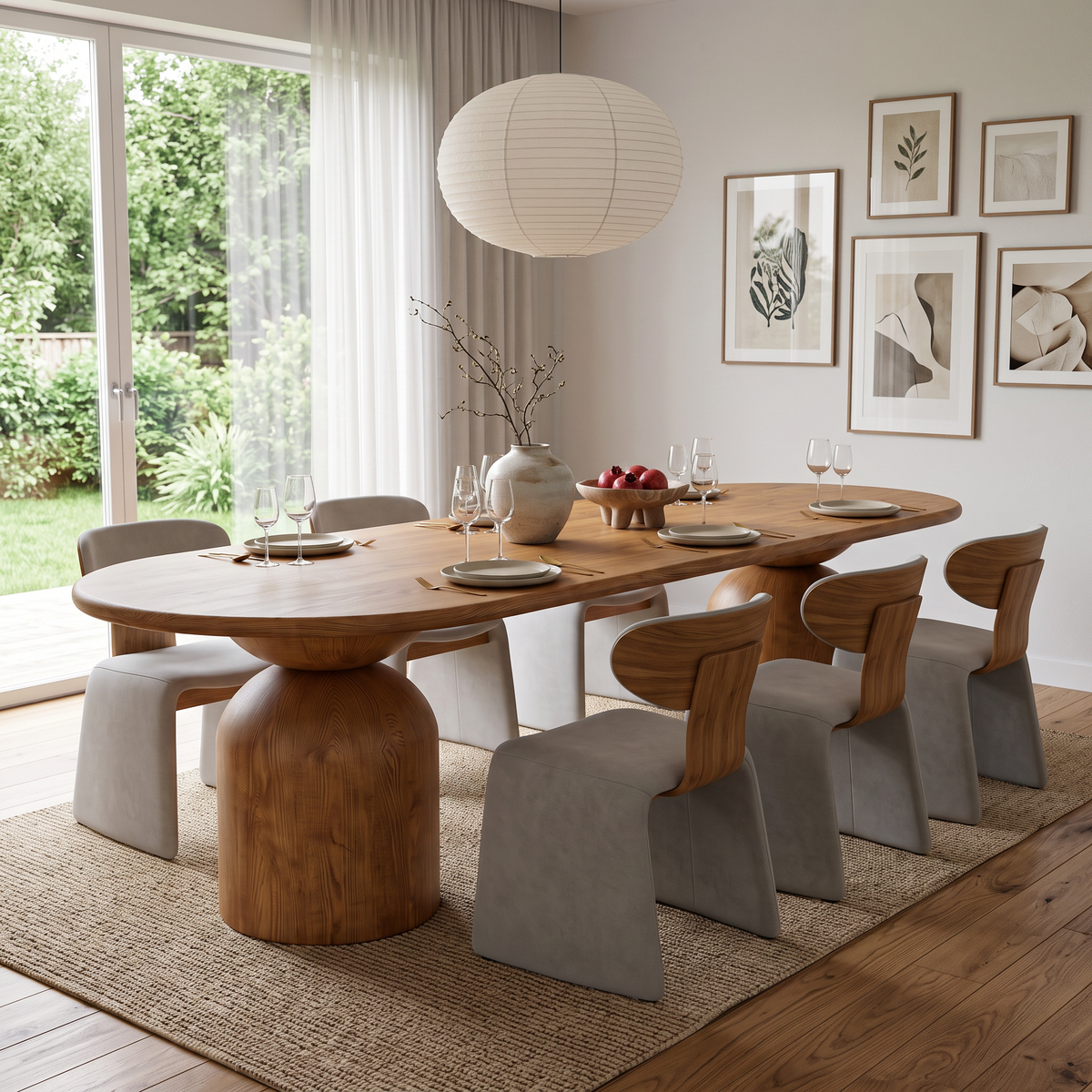 Masa Premium din Lemn Masiv Furnir 220 cm x 80 cm x 75 cm DoubleBell Light, Homedit