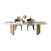 Masa Dining Piatra Naturala Triva Gold, 180 x 90 x 75 cm, Homedit