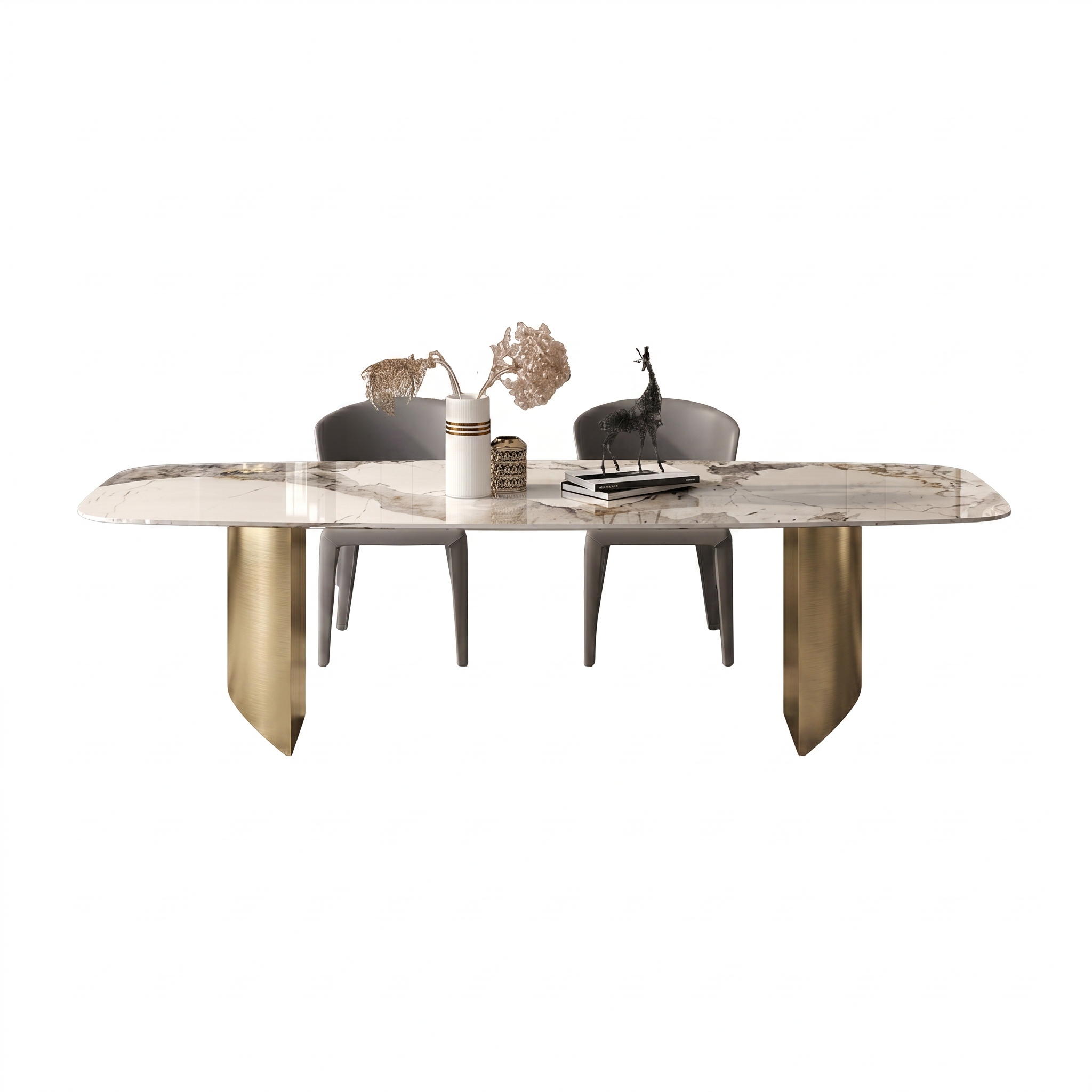Masa Dining Piatra Naturala Triva Gold, 180 x 90 x 75 cm, Homedit