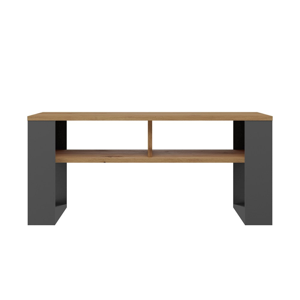 Masă de cafea Modern 2P cu 2 rafturi, 90 x 50 x 58 cm, Stejar Artisan și Antracit, Homedit