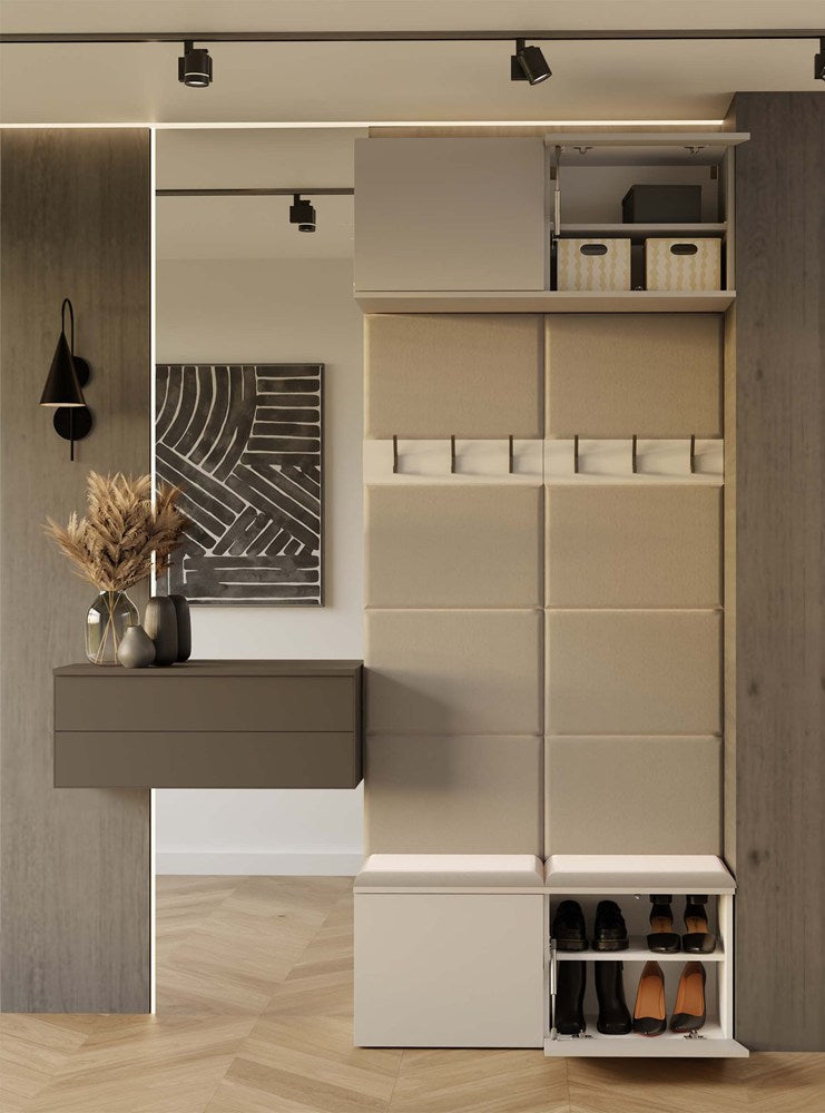 Garderobă Modulară HAGA II 2W cu 2 Suporturi, 100 x 238 x 35 cm, Bej Cașmir, Homedit