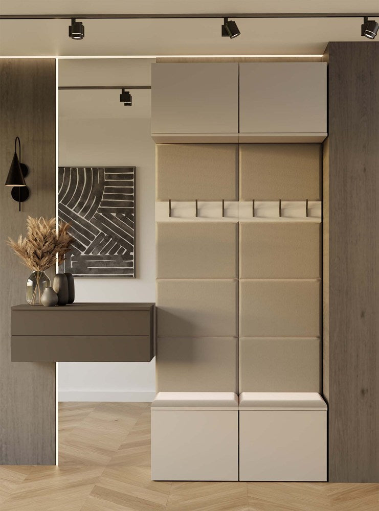 Garderobă Modulară HAGA II 2W cu 2 Suporturi, 100 x 238 x 35 cm, Bej Cașmir, Homedit