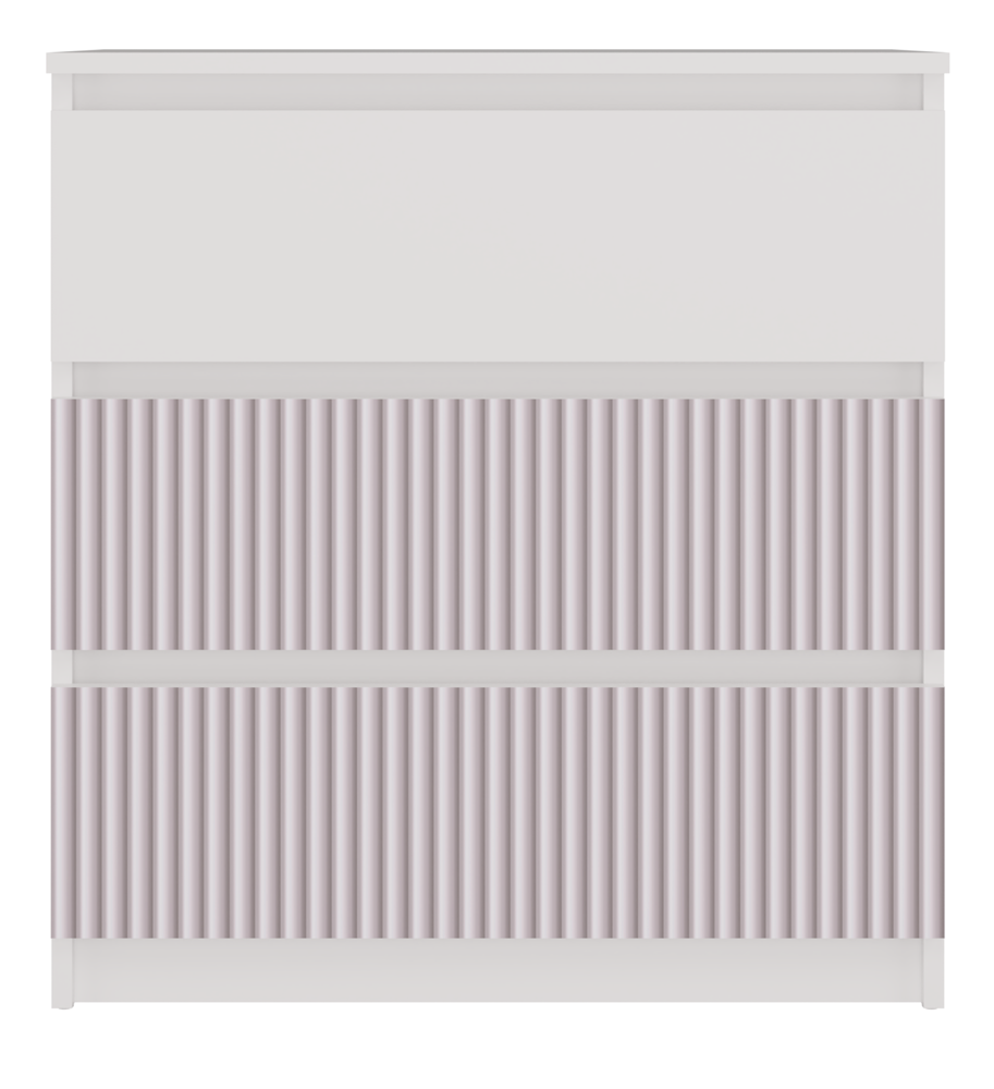 Comodă Malwa M3 ARTESO cu 3 sertare, model roz, 70 x 75 x 40 cm, Alb cu Roz, Homedit