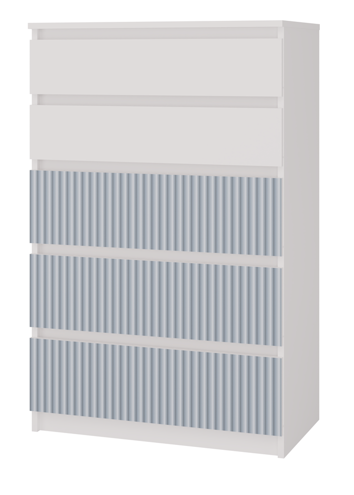Comodă MALWA M5 ARTESO cu 5 sertare, design modern, 70 x 109.5 x 40 cm, Alb cu Albastru, Homedit