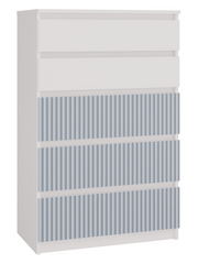 Comodă MALWA M5 ARTESO cu 5 sertare, design modern, 70 x 109.5 x 40 cm, Alb cu Albastru, Homedit