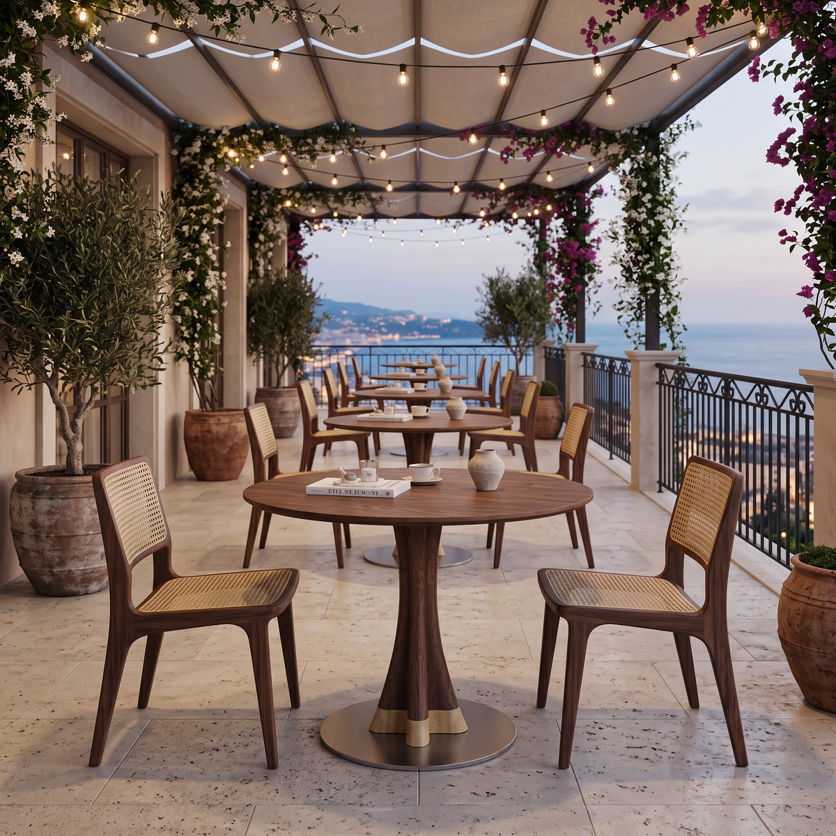 Masa Dining Colia, Lemn de Cauciuc si Baza din Otel Inoxidabil, Homedit