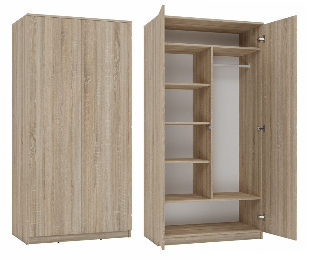 Dulap Modern Malwa SD-90 cu Sistem TIP-ON, 90 x 180 x 50 cm, Stejar Sonoma, Homedit