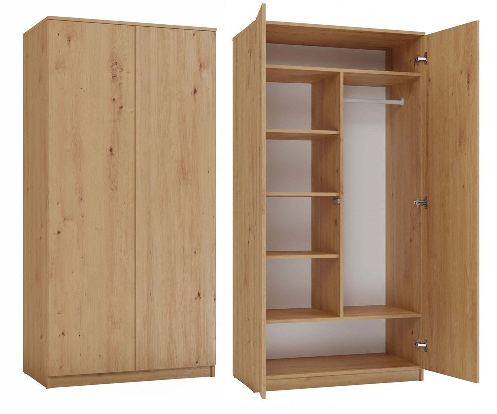Dulap Malwa SD-90 cu sistem TIP-ON, 90 x 180 x 50 cm, Stejar Artisan, Homedit