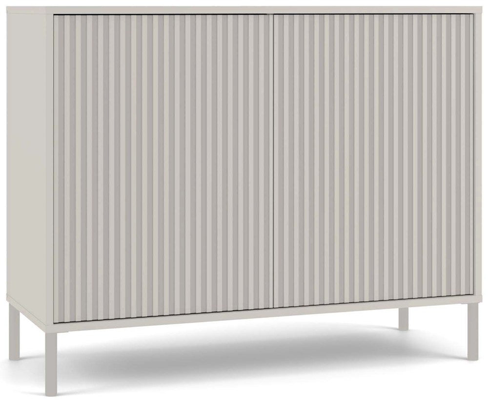 Comodă KAMARO 2D SLIM Front cu lamele, 103.5 x 82.5 x 40 cm, Bej Cașmir, Homedit
