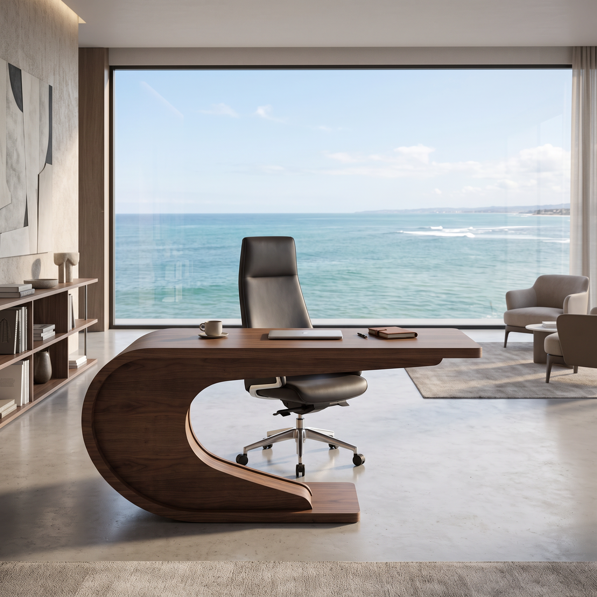Birou Lemn Masiv Furniruit Onda, 160 × 70 × 74 cm, Fluid Homedit